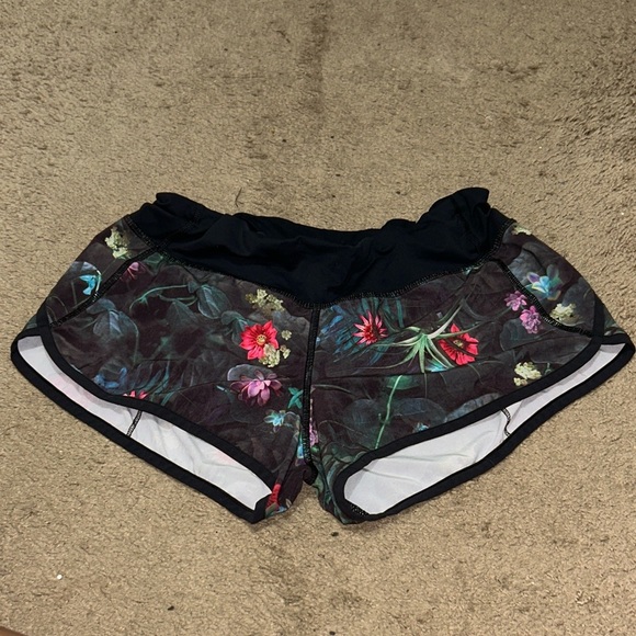lululemon athletica Pants - Lululemon Athletica Black Floral Athletic Shorts